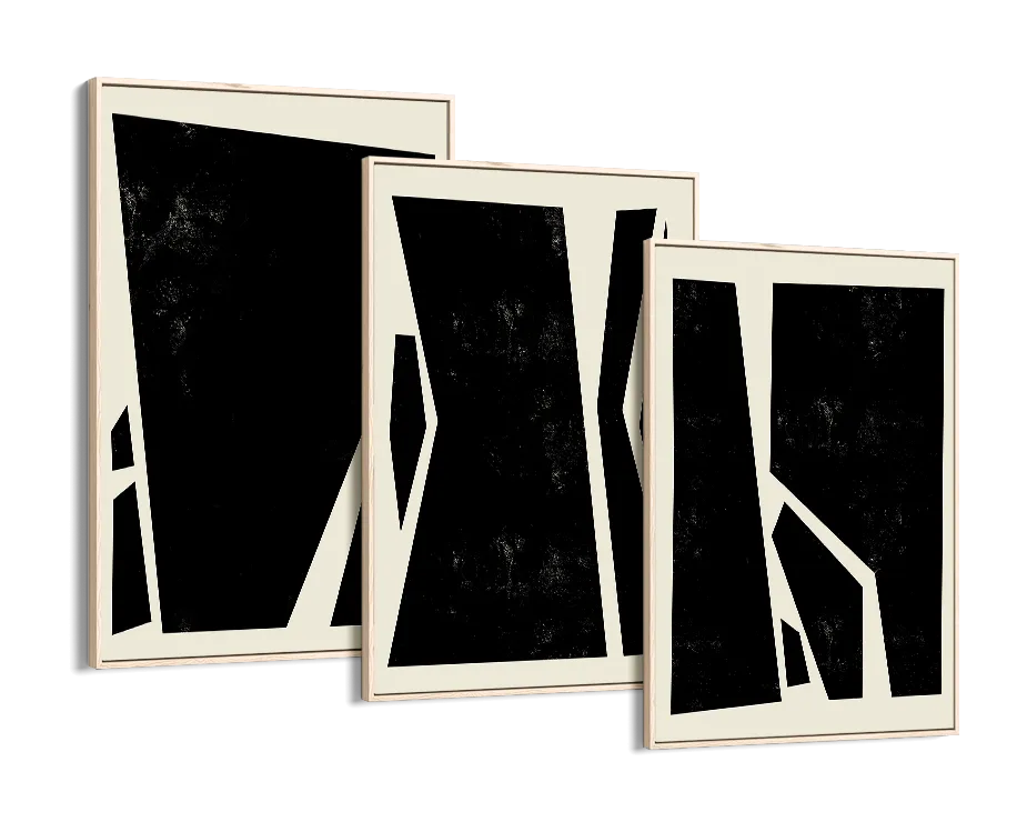 Abstract Squares Black Trio Set