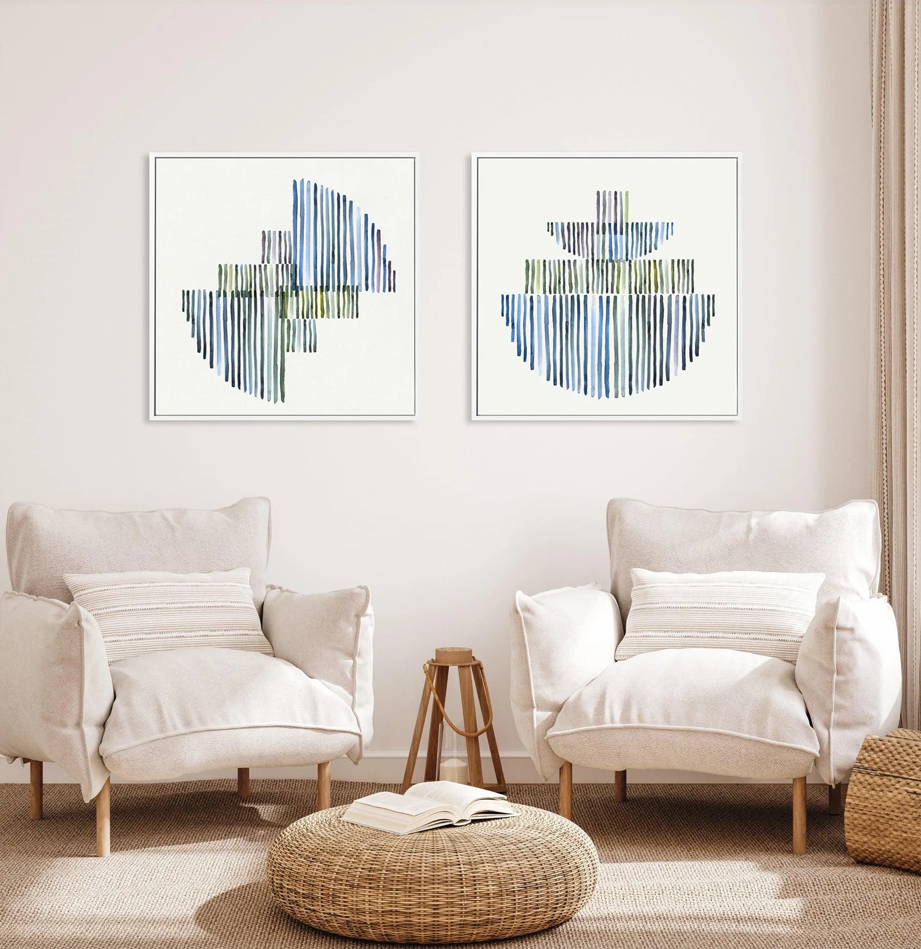 Agua Stripes II SQ Framed Canvas Art Print