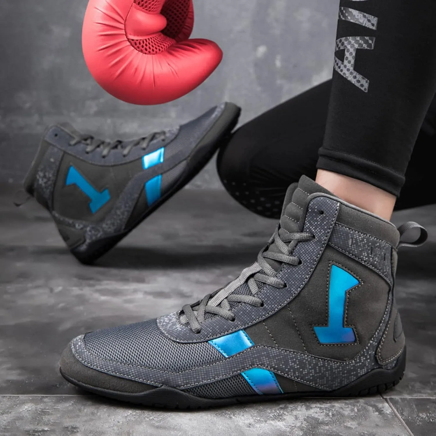 AIRFUL Men's Boxing Boots Fashion Kickboxing Sneakers Lightweight Breathable Squat Shoes Mesh Casual Wrestling Trainers (Color : White, Size : 12.5 Women/11 Men)