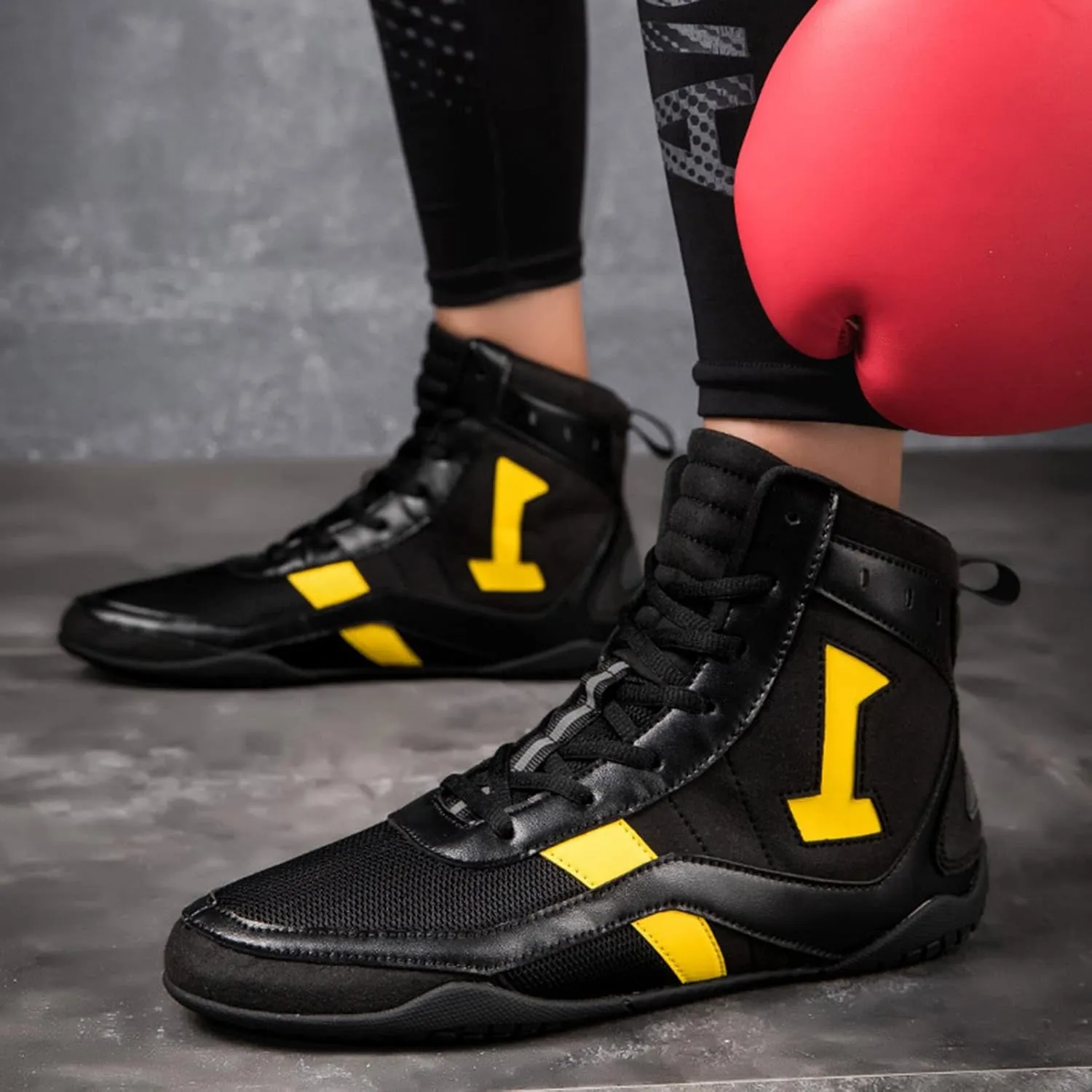 AIRFUL Men's Boxing Boots Fashion Kickboxing Sneakers Lightweight Breathable Squat Shoes Mesh Casual Wrestling Trainers (Color : White, Size : 12.5 Women/11 Men)