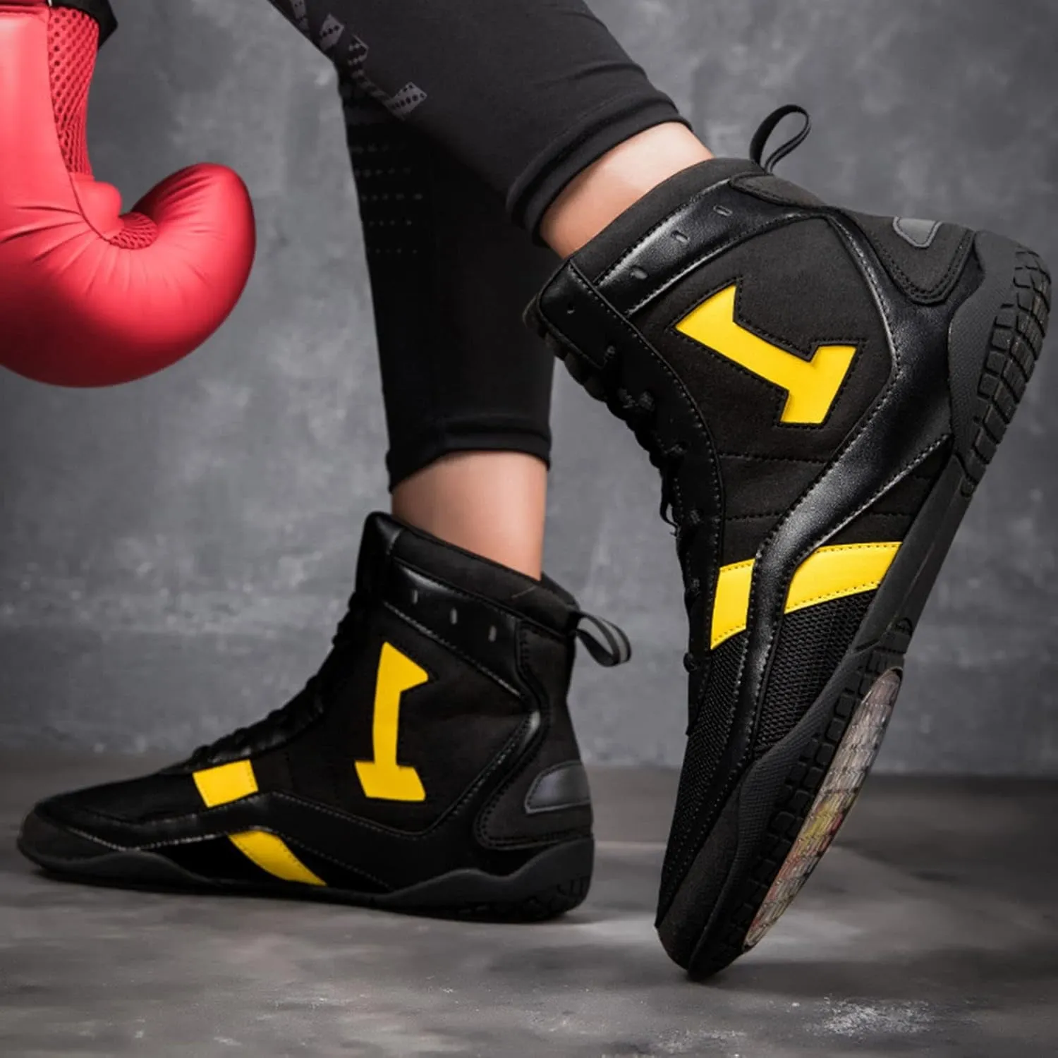 AIRFUL Men's Boxing Boots Fashion Kickboxing Sneakers Lightweight Breathable Squat Shoes Mesh Casual Wrestling Trainers (Color : White, Size : 12.5 Women/11 Men)