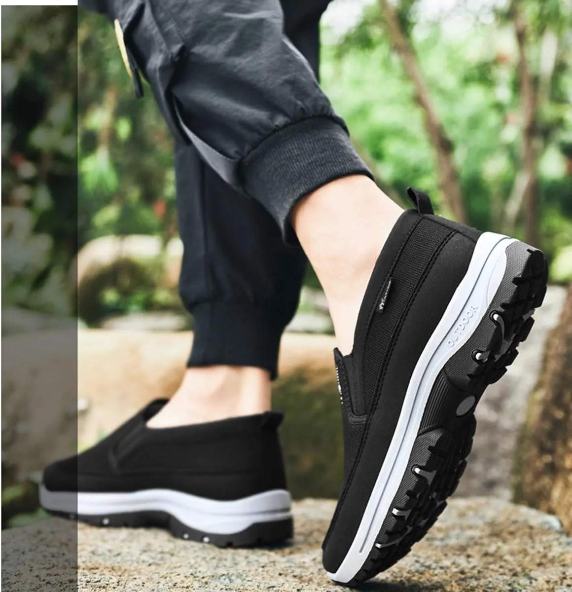 Auguscare Shoes Men, Men's Arch Support Slip-On Canvas Loafers, Casual Non Slip Orthopedic Walking Sneakers