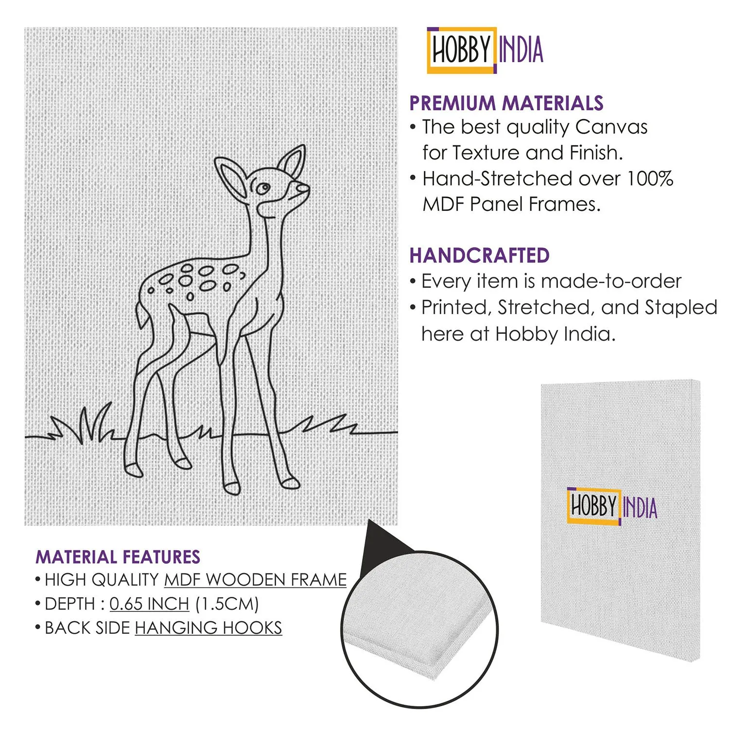 Baby Deer DIY Canvas Base for Painting