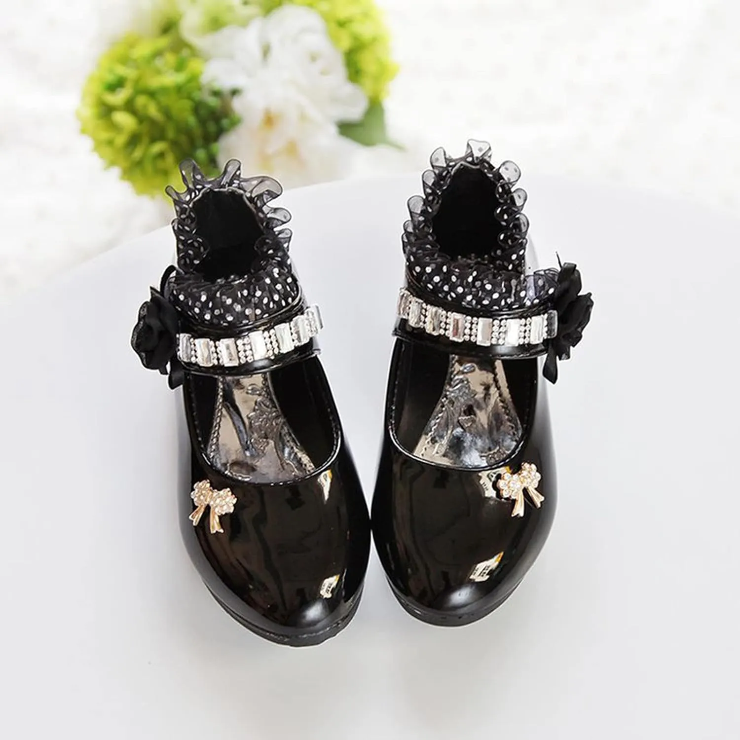 Baby Girls Patent Leather Dress Shoes Little Kid School Uniform Mary Jane Flats Low Heels for Party Wedding