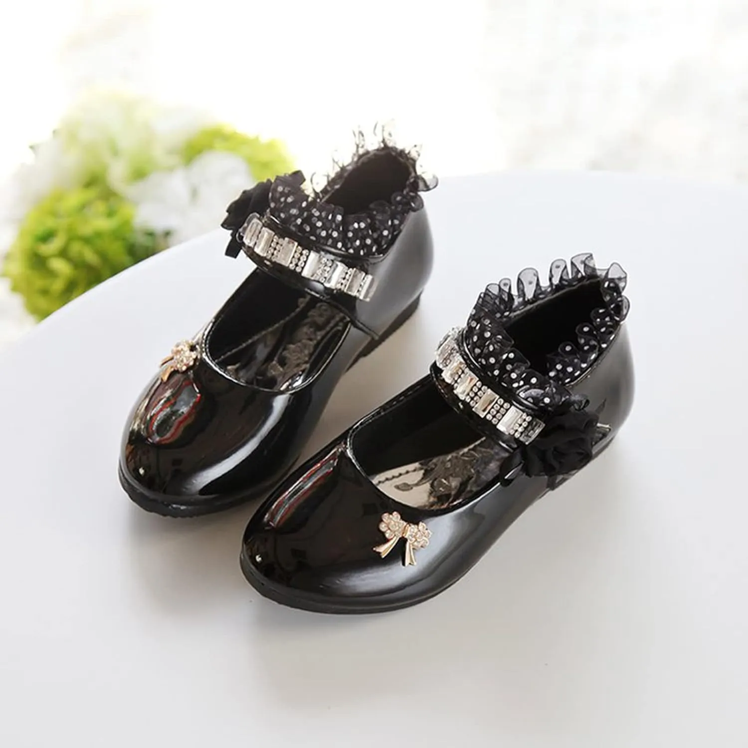 Baby Girls Patent Leather Dress Shoes Little Kid School Uniform Mary Jane Flats Low Heels for Party Wedding