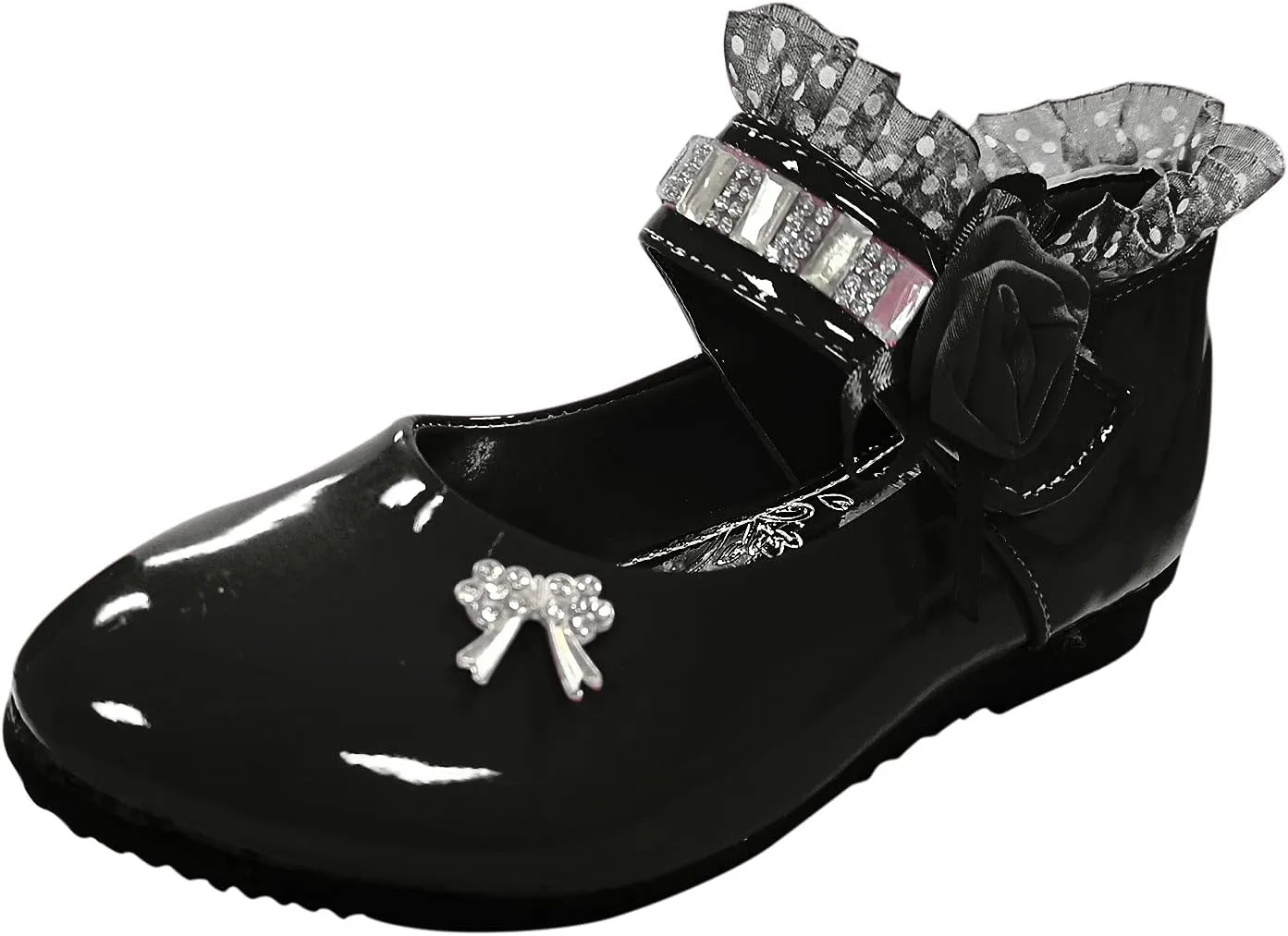 Baby Girls Patent Leather Dress Shoes Little Kid School Uniform Mary Jane Flats Low Heels for Party Wedding