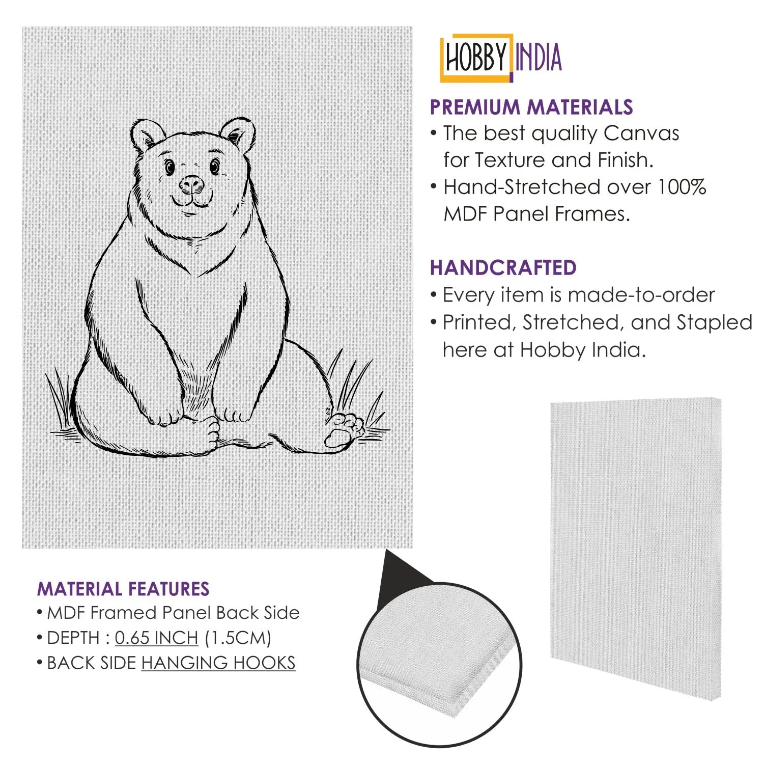 Bear DIY Canvas Base for Painting