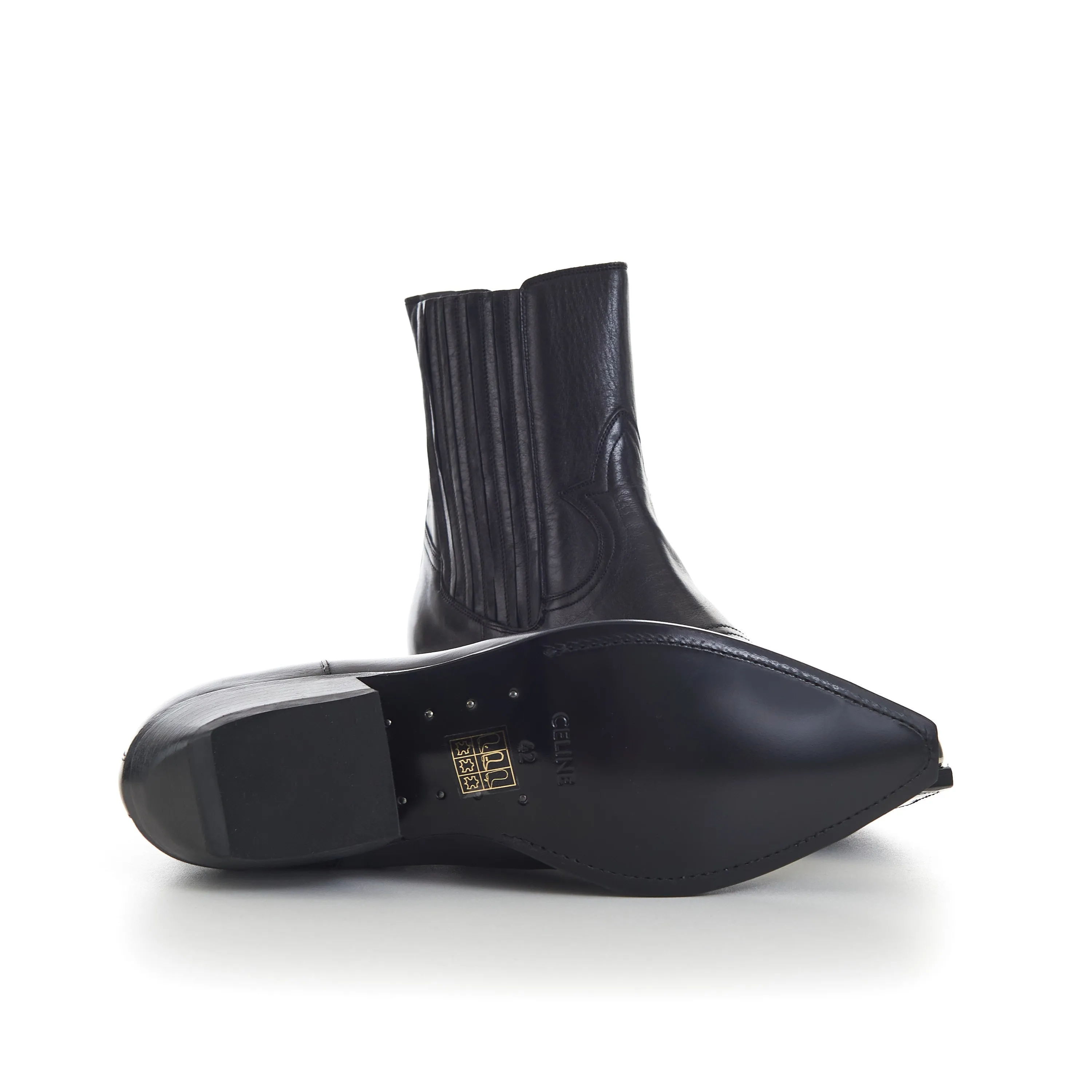 Black Leather Cruiser Chelsea Boots - Metal Toe, Calfskin