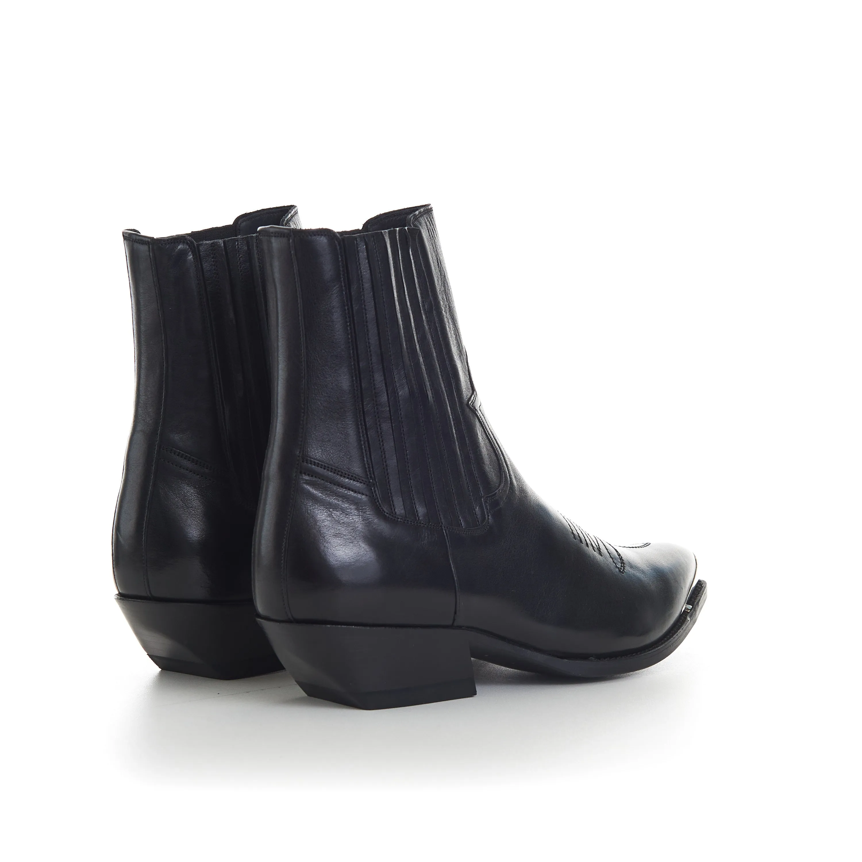 Black Leather Cruiser Chelsea Boots - Metal Toe, Calfskin