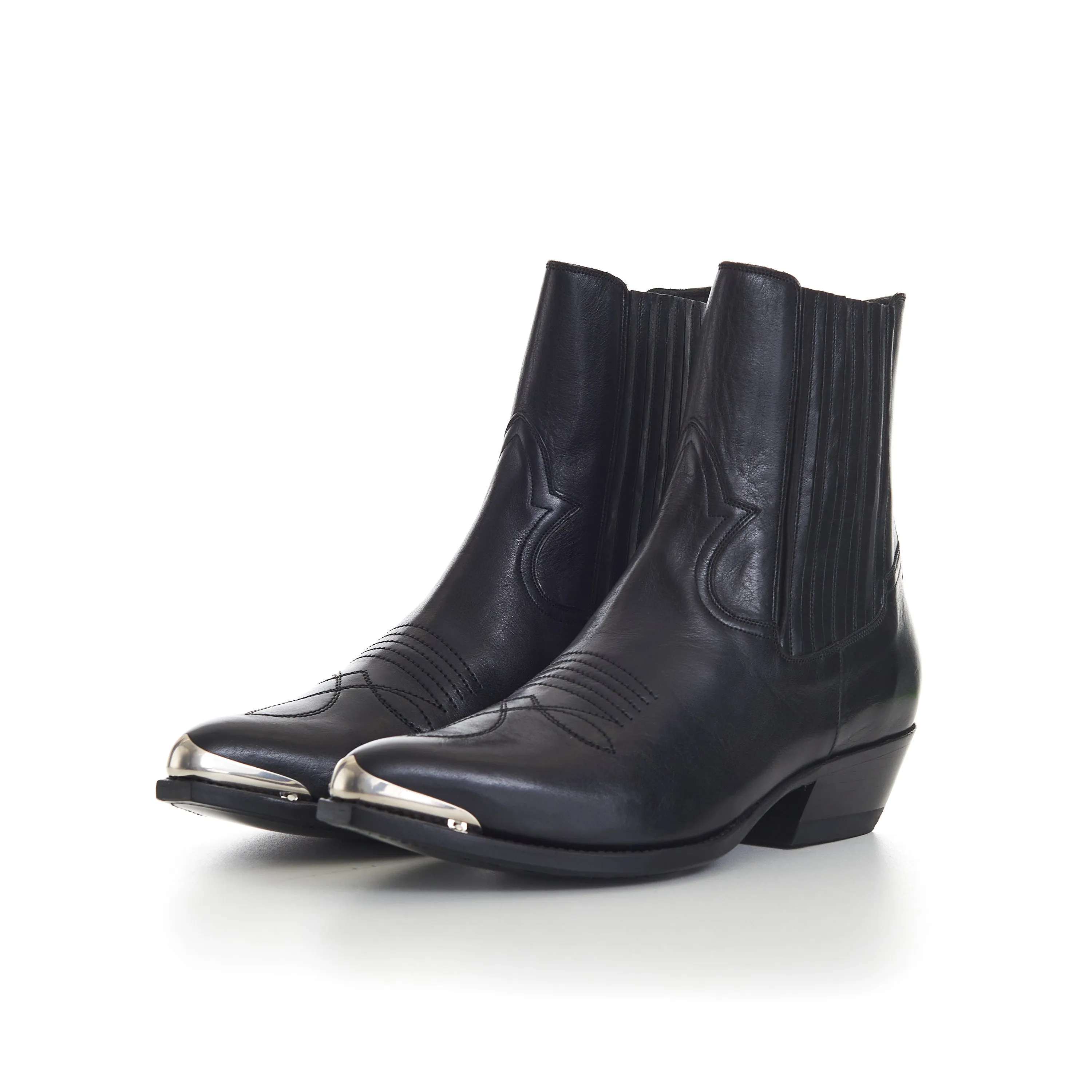 Black Leather Cruiser Chelsea Boots - Metal Toe, Calfskin