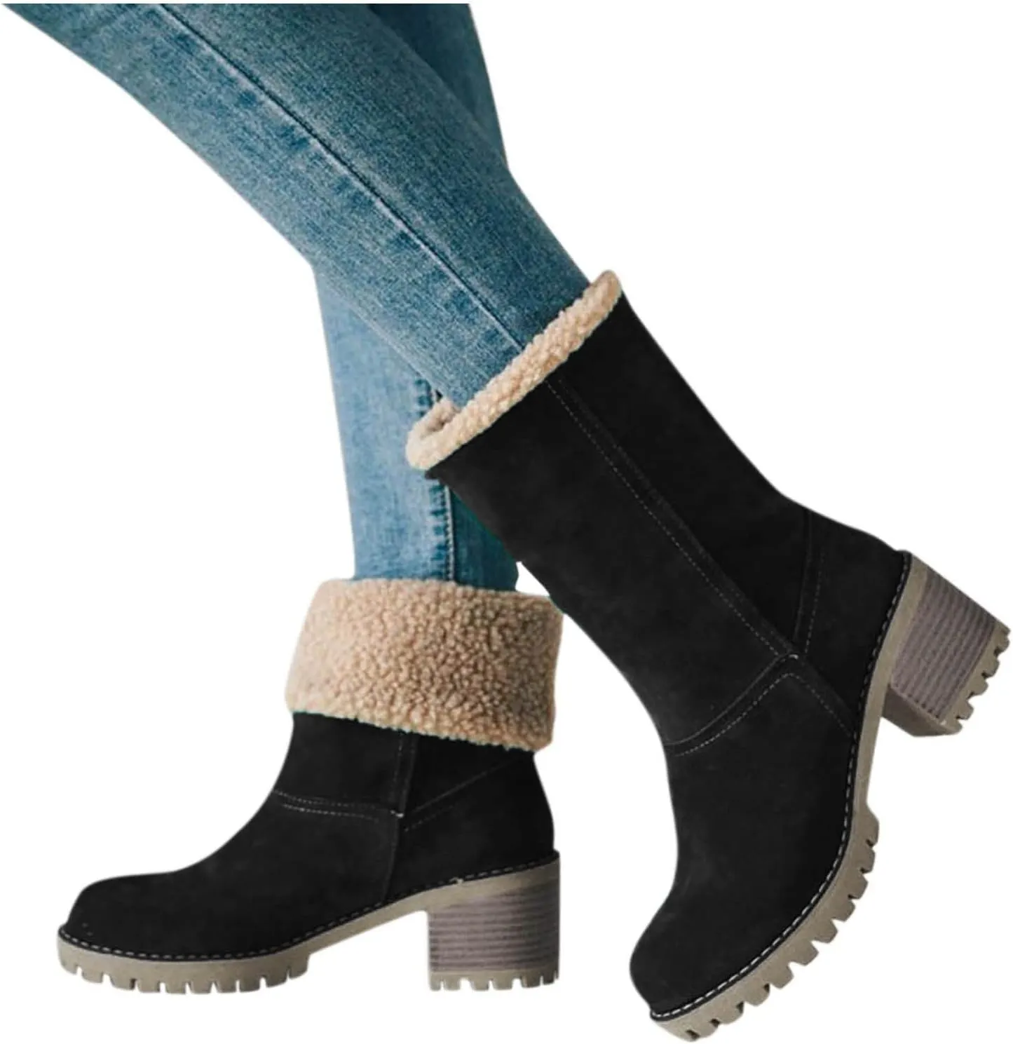 Boots for Women Winter Warm Snow Boots Ladies Casual Fashion Booties Ankle Boots Shoes Female Mid Calf Boots