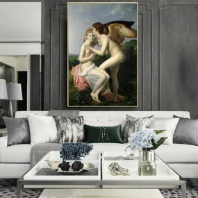 Famous Painting Wall Art Psyche Receiving the First Kiss of Cupid by François Pascal Simon Gérard Fine Art Canvas Prints For Living Room Bedroom Wall Art Decor