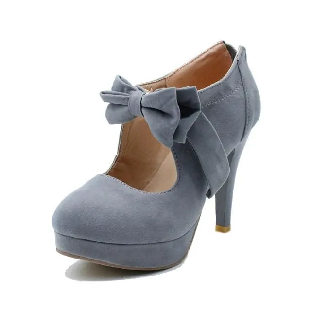 Fashion Bowtie Butterfly Knot Women Spike Heels