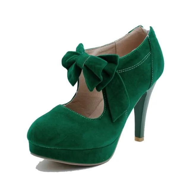 Fashion Bowtie Butterfly Knot Women Spike Heels