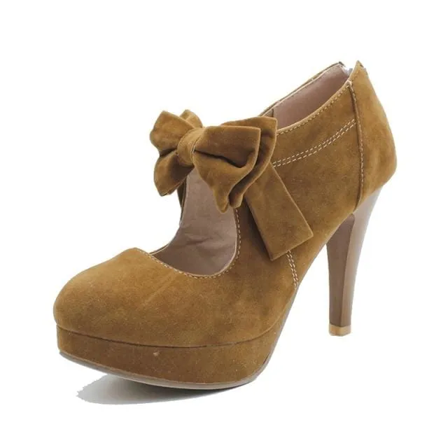Fashion Bowtie Butterfly Knot Women Spike Heels