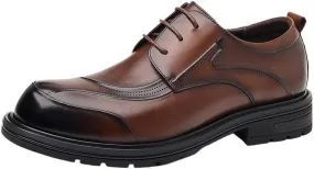 Fashion Plain Toe Lace up Low Top Formal Business Office Derby Shoes Comfortable Round Toe Flat Bottom Non-Slip Slip-On Driving Shoes