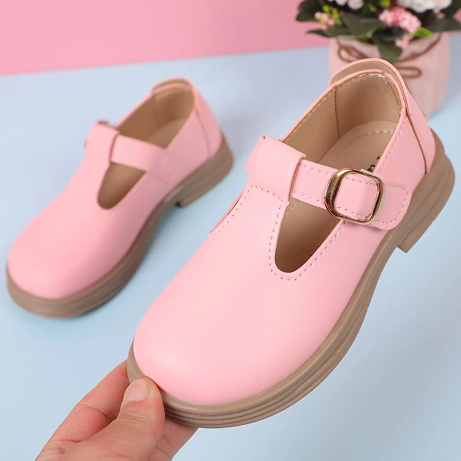 Girls Chunky Heel Mary Jane Dress Shoes School niform T-Strap Ballet Flat Toddler Little Kid Performance Shoes