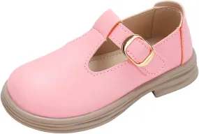 Girls Chunky Heel Mary Jane Dress Shoes School niform T-Strap Ballet Flat Toddler Little Kid Performance Shoes