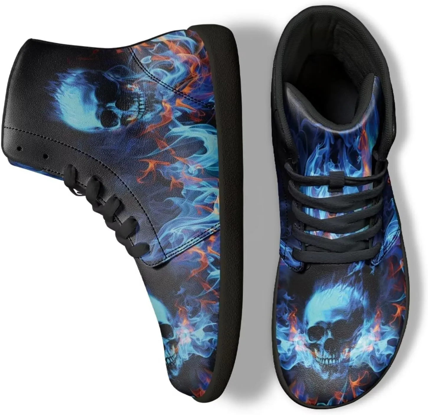 Gothic Skull Barefoot Shoes for Men Women High Top Casual Sport Walking Shoes Non Slip Zero Drop Fashion Sneaker