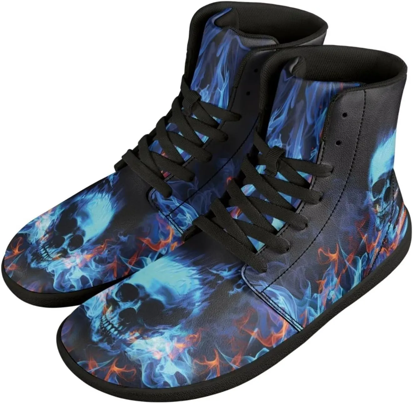 Gothic Skull Barefoot Shoes for Men Women High Top Casual Sport Walking Shoes Non Slip Zero Drop Fashion Sneaker