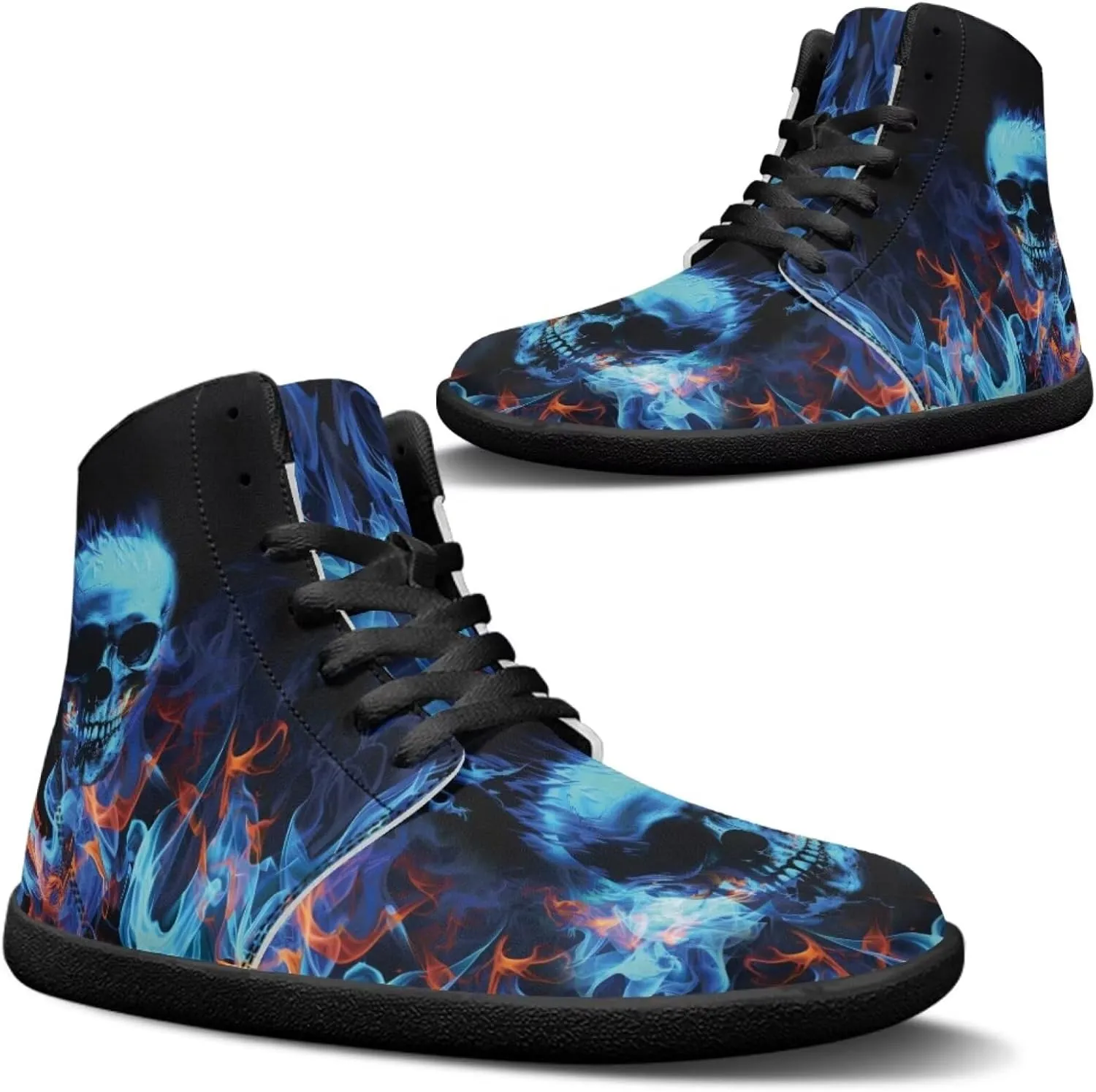 Gothic Skull Barefoot Shoes for Men Women High Top Casual Sport Walking Shoes Non Slip Zero Drop Fashion Sneaker