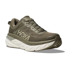 HOKA Mens Bondi 7 Wide Width Running Shoes in Olive - Exceptional Comfort and Support