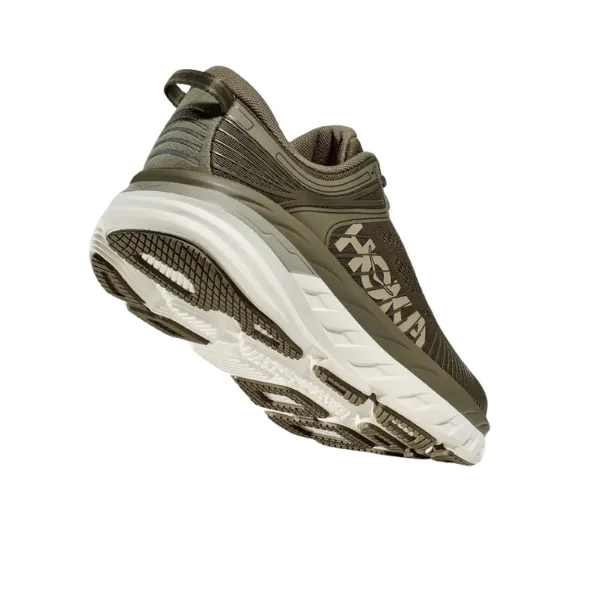 HOKA Mens Bondi 7 Wide Width Running Shoes in Olive - Exceptional Comfort and Support
