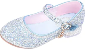IWIHMIV Toddler Princess Dress Up Shoes Glittler Dress Shoes for Girls Low Heels for Christmas Parties and Holiday