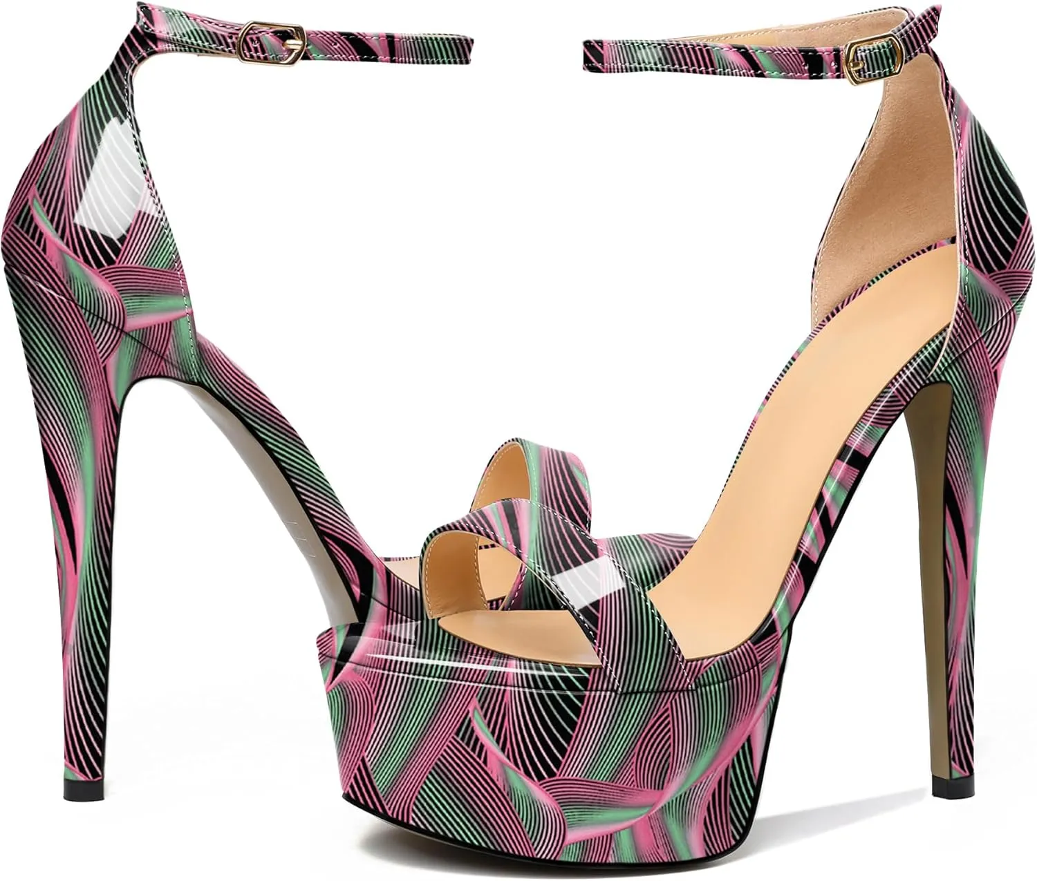 Joseywade Women's Platform Stiletto High Heel Sandals Open Toe Heels Sky High Heels 6 Inch One Strap Pump Shoes