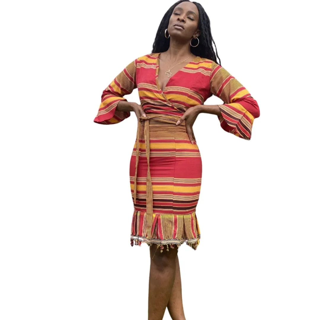Kirabo Two piece Skirt and Wrap Top Set