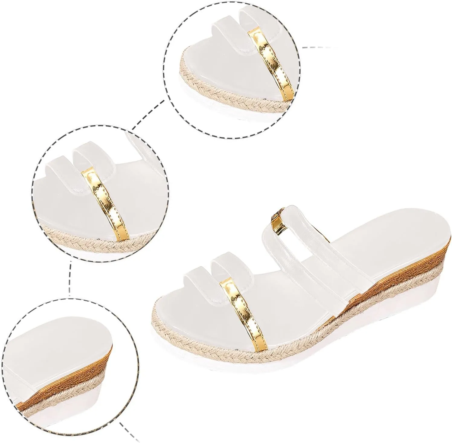 Ladies Summer Casual Colour Blocking Soft Leather Woven Straw Bottom Dress Sandals for Women Low Heel Slippers