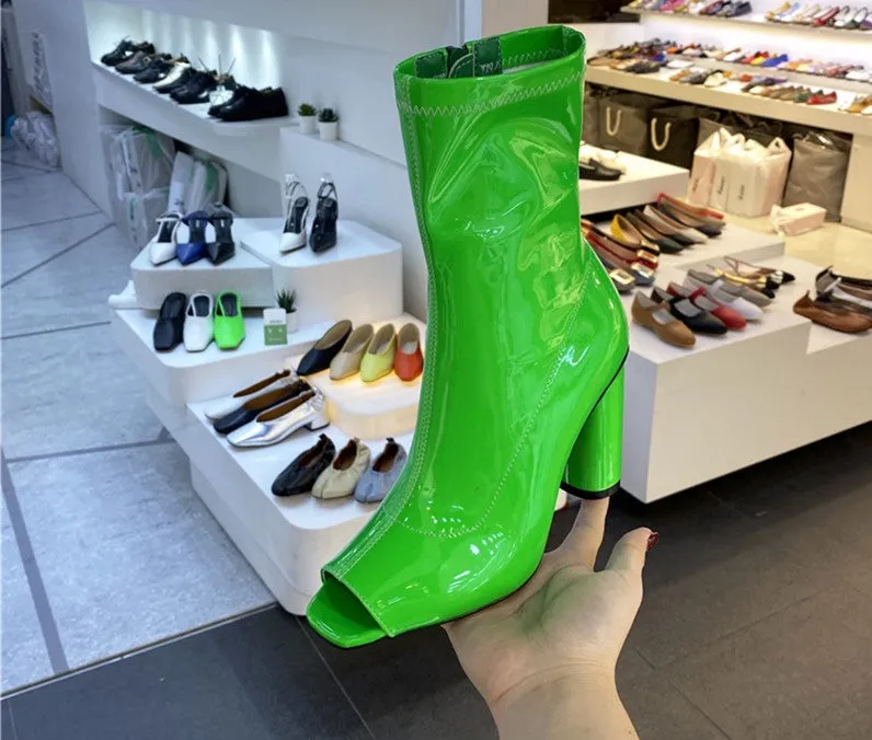 LUXE SEVEN DESIGN PEEP TOE ANKLE BOOTS