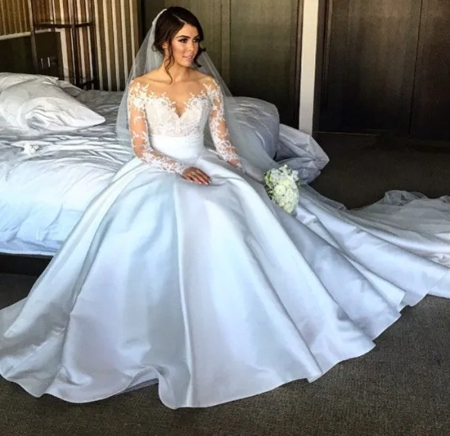 Luxury Lace Side-slit Mermaid with Detachable A-line Satin Wedding Dress, PD0223