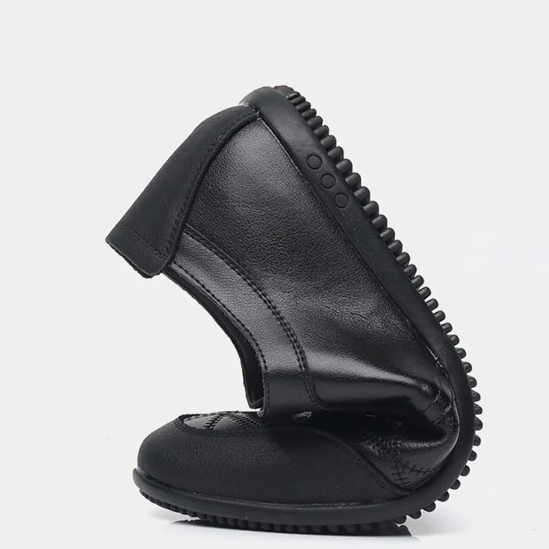 Men's Fashion Orthopedic Shoes Men's Casual Genuine Leather Flats Soft Driving Walking Loafer Shoes Black Leather Shoes for Banquet