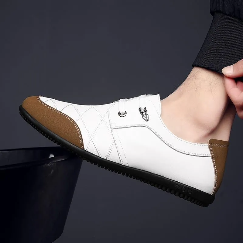 Men's Fashion Orthopedic Shoes Men's Casual Genuine Leather Flats Soft Driving Walking Loafer Shoes Black Leather Shoes for Banquet