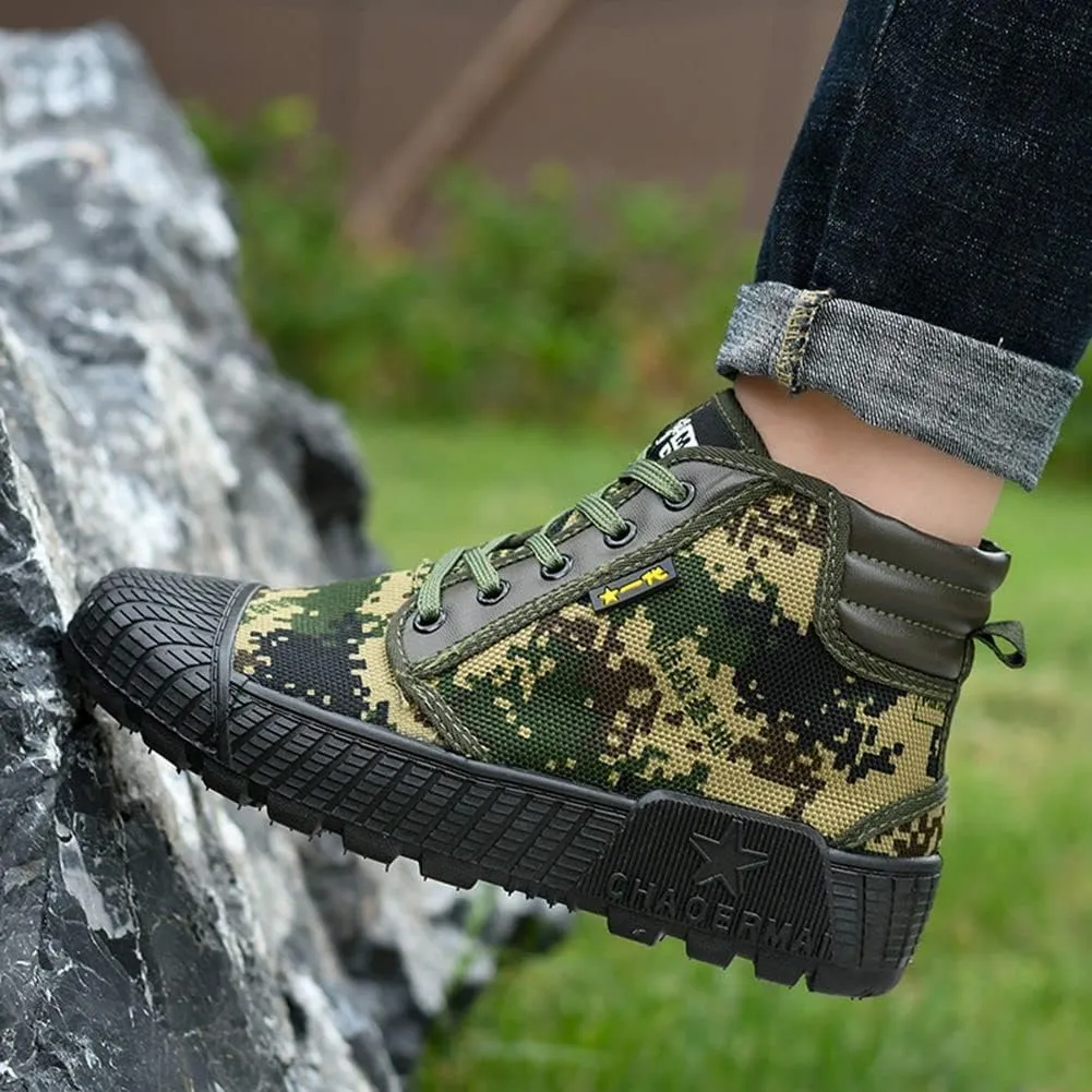 Men's High Top Breathable Puncture Proof Slip Resistant Outdoor Work Shoes Hiking Canvas Sneakers