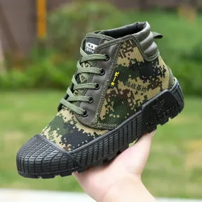 Men's High Top Breathable Puncture Proof Slip Resistant Outdoor Work Shoes Hiking Canvas Sneakers
