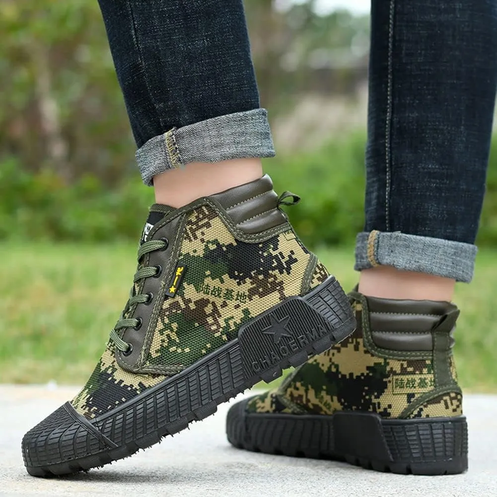 Men's High Top Breathable Puncture Proof Slip Resistant Outdoor Work Shoes Hiking Canvas Sneakers