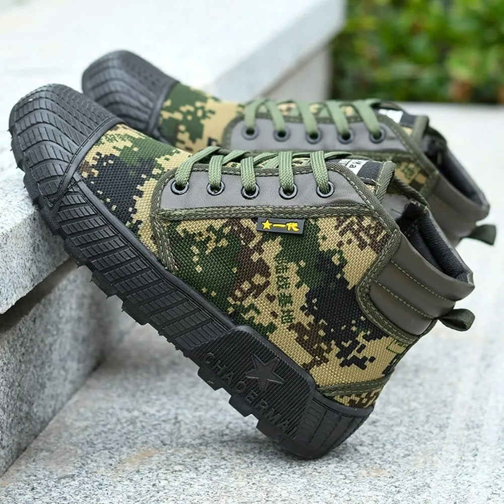 Men's High Top Breathable Puncture Proof Slip Resistant Outdoor Work Shoes Hiking Canvas Sneakers