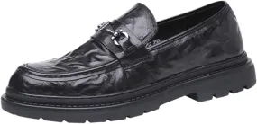 Men's Wedding Slip-On Shoes Leather Oxford Dress Shoes Formal Business Loafers Platform Comfortable Round Toe Non Slip Office