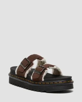 Myles Suede Fur-Lined Buckle Slide Sandals