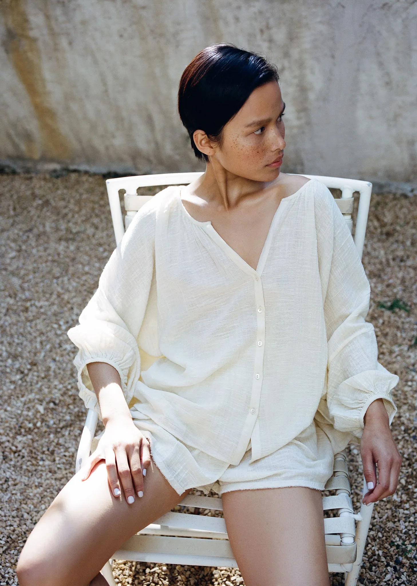 Nira Peasant Blouse — White