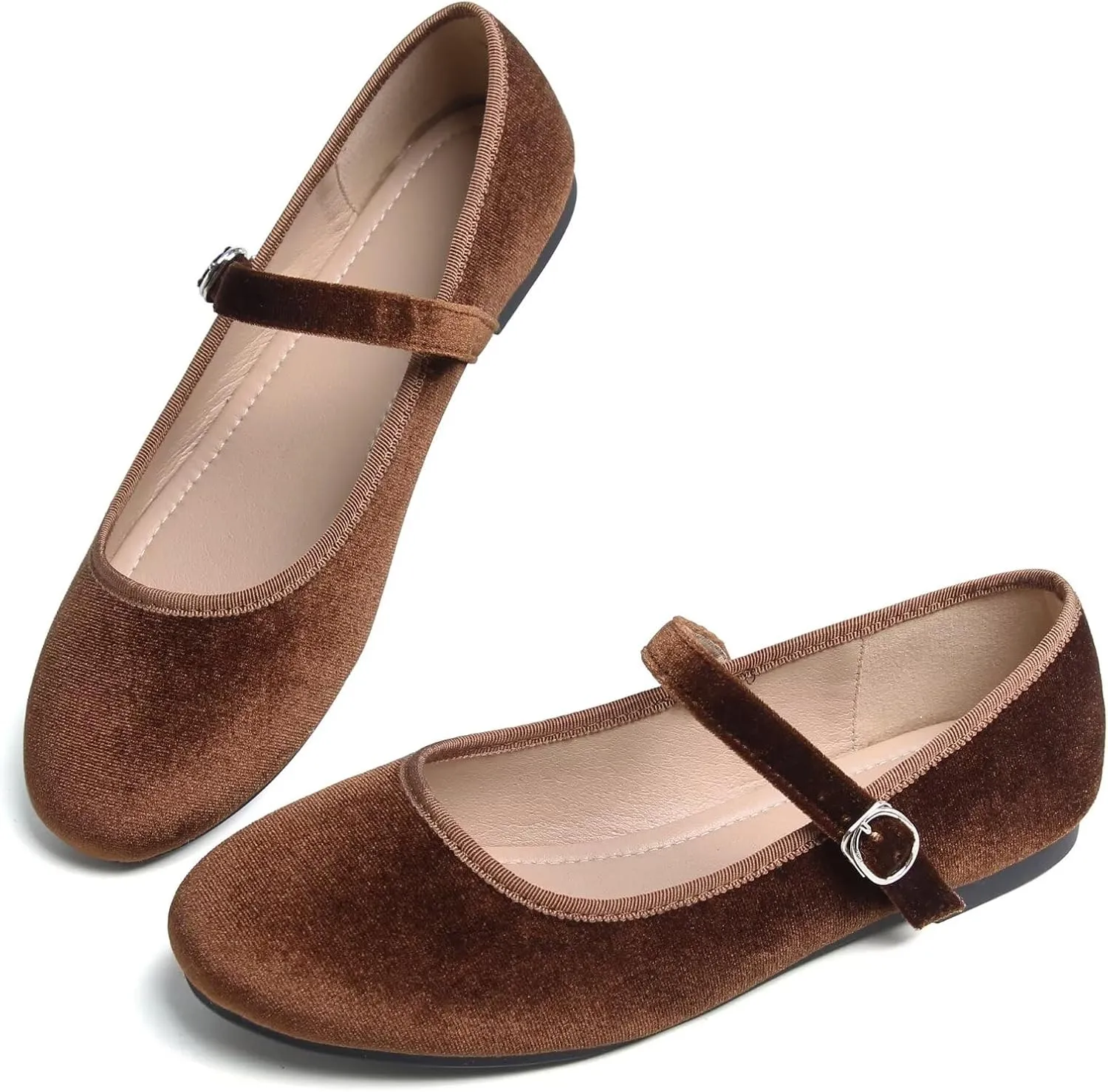 Stunner Women's Mary Jane Flats Fashion Round Toe Ballet Flats Comfortable Ankle Strap Flats Slip On Dress Flats
