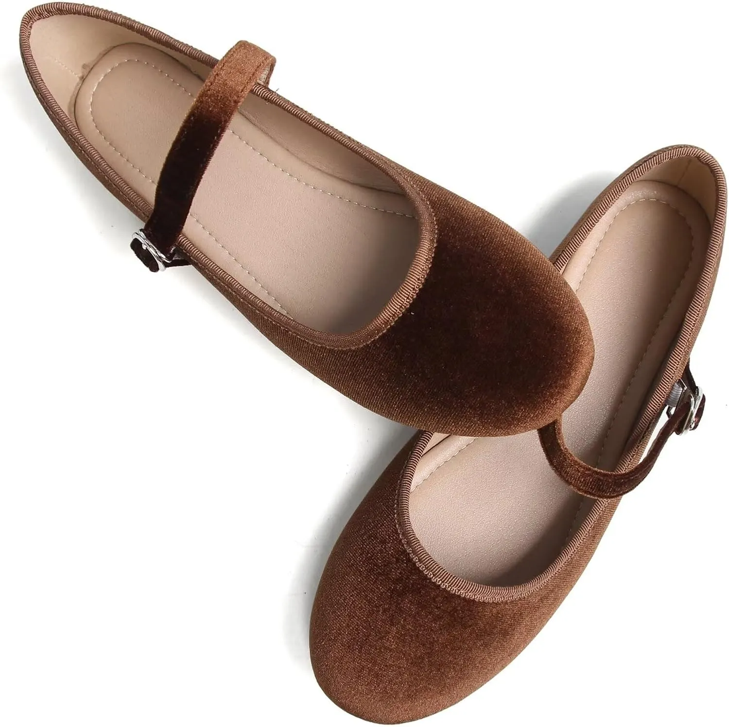 Stunner Women's Mary Jane Flats Fashion Round Toe Ballet Flats Comfortable Ankle Strap Flats Slip On Dress Flats