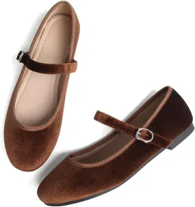 Stunner Women's Mary Jane Flats Fashion Round Toe Ballet Flats Comfortable Ankle Strap Flats Slip On Dress Flats