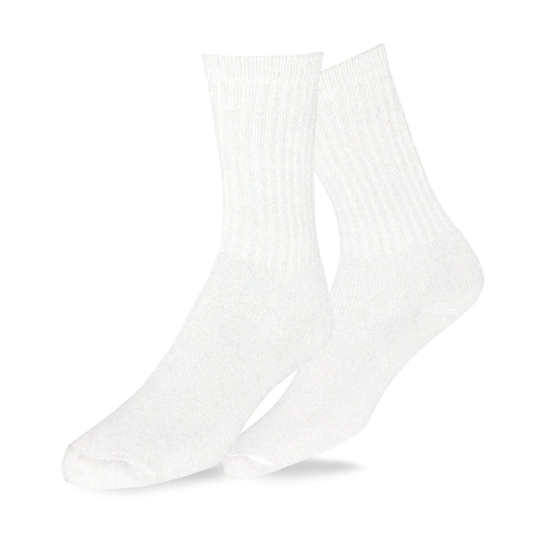 TeeHee Socks Men's Casual Cotton Crew White 12-Pack (51150)