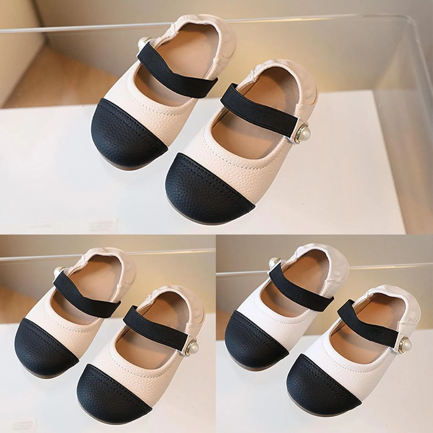 Toddler Girls Dress Shoes Color Block Ballet Flats Flower Girl School Party Toddler Girl Mary Jane Shoes