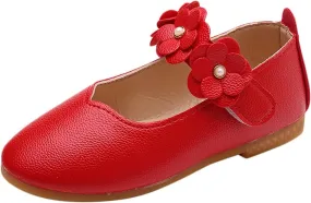 Toddler/Little Girls Mary Jane Ballerina Flat Princess Flower Girl Non-Slip Soft Slip On Dress Shoes for Wedding