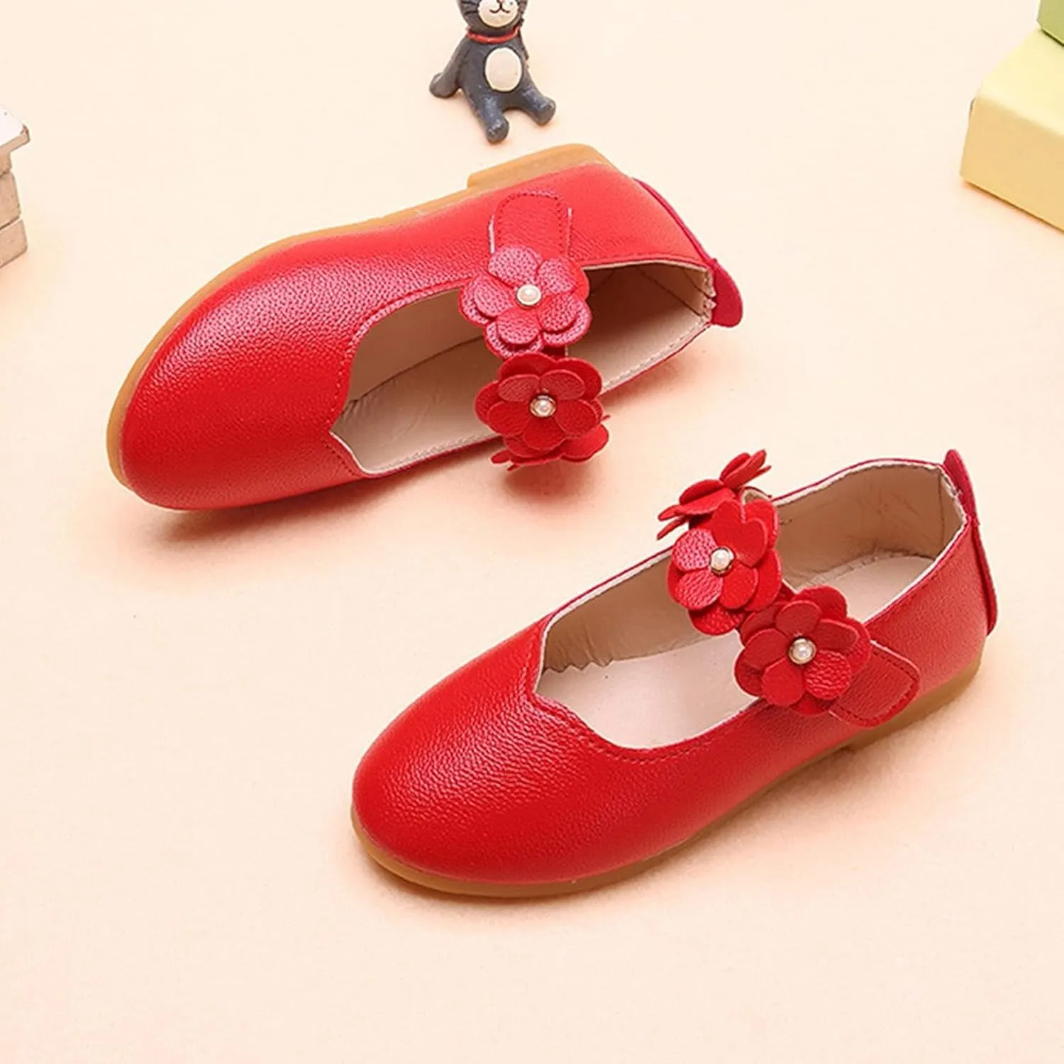 Toddler/Little Girls Mary Jane Ballerina Flat Princess Flower Girl Non-Slip Soft Slip On Dress Shoes for Wedding