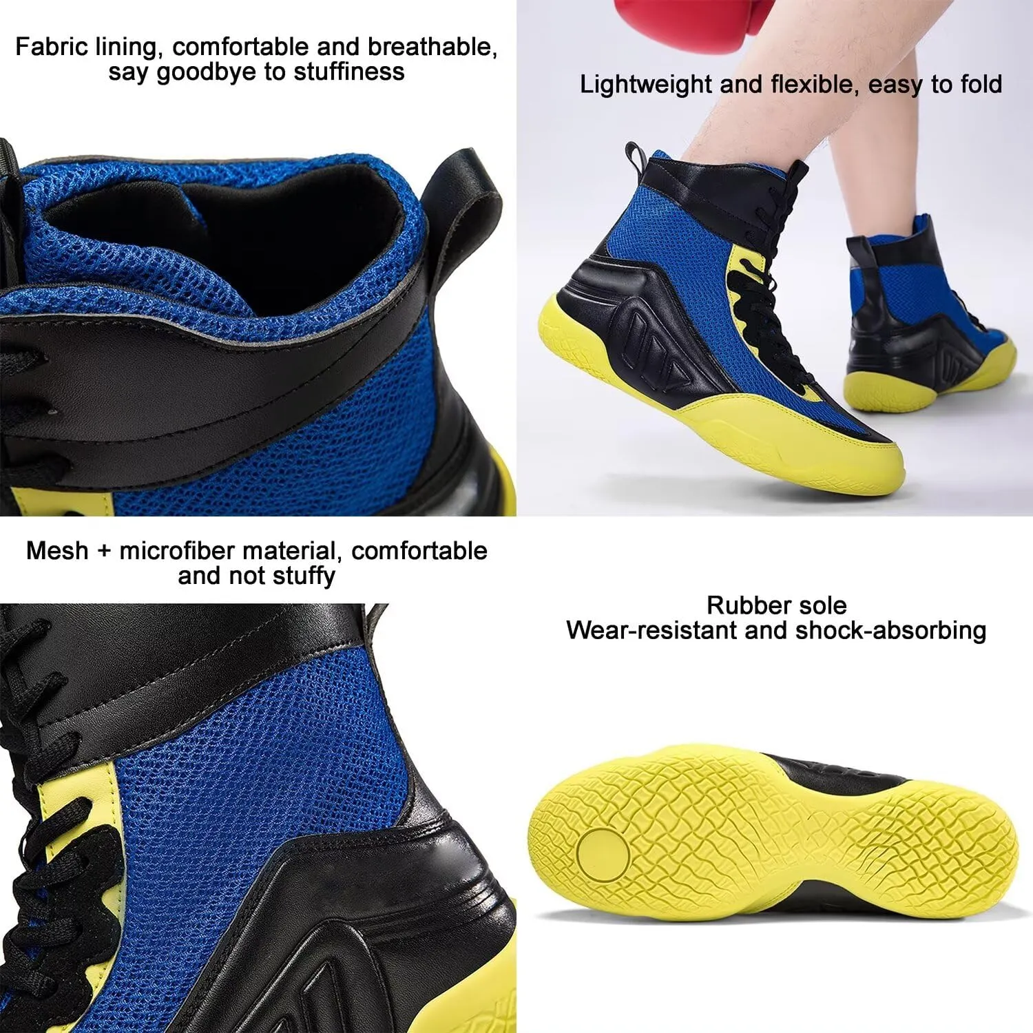Trainer Boxing Shoes - Professional Breathable Wrestling Shoes, Training Shoe for Adult & Youth Men Women Non Slip Rubber Sole Lightweight Boots